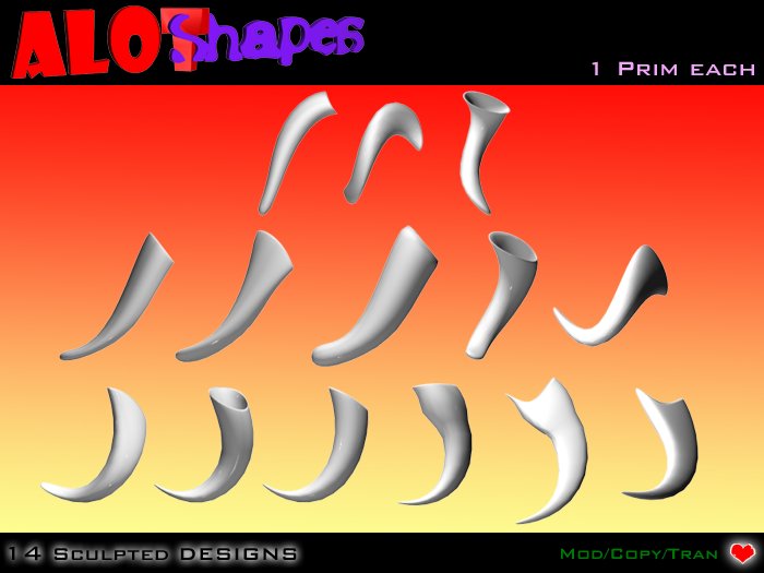 ♥ 14 Sculpted Shapes - 1 PRIM EACH!