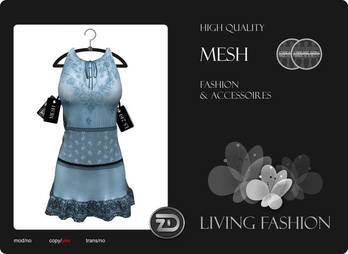[ZD] MESH - Boho Dress - "Mon Alisa" - Blue w. Ribbon