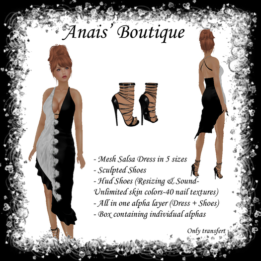 Anais' Mesh Dress Salsa White  & Black