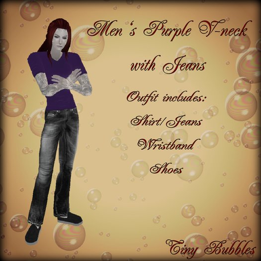 ~TB~ Men's Purple V-Neck Tee & Jeans