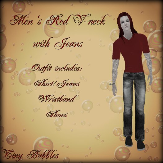 ~TB~ Men's Red V-Neck Tee & Jeans