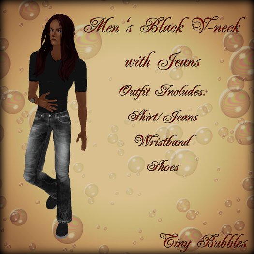 ~TB~ Men's Black V-Neck Tee & Jeans