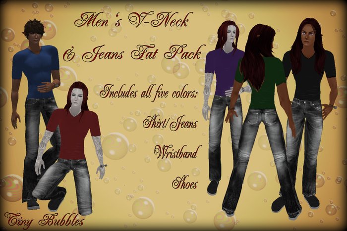 ~TB~ Men's V-Neck Tee & Jeans Fat Pack