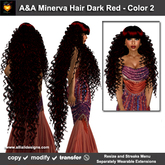 A&A Minerva Hair Dark Red - Color 2 (very long curly flexi hair)