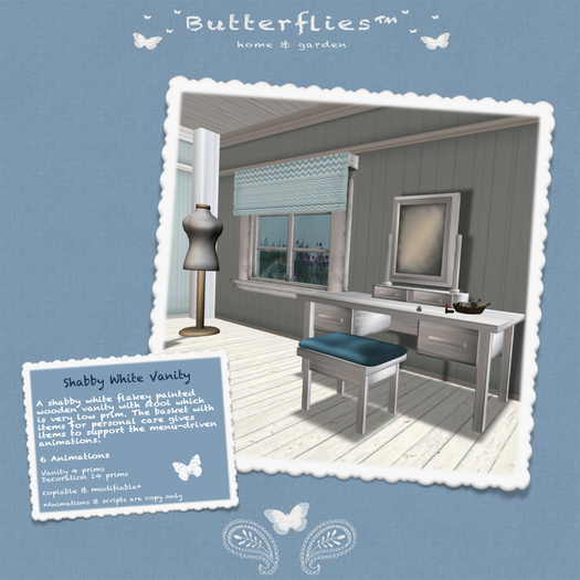 ButterfliesTM - Shabby White Vanity