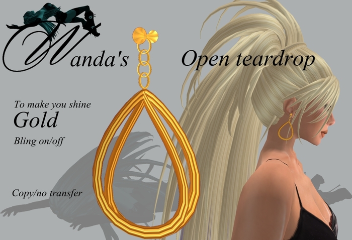 Wanda's Open Teardrop earrings - Gold * Bling on/off