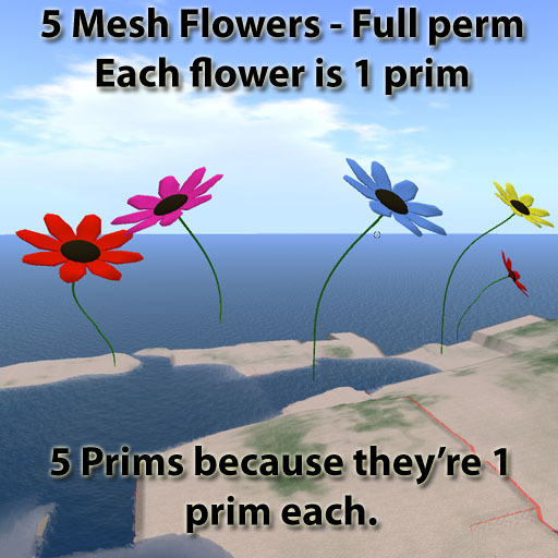 5 Mesh Flowers - Full Perm - Different Colors