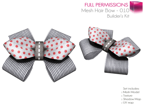 Second Life Marketplace - Full Perm Mesh Hair Bow - 010 - Builder's Kit