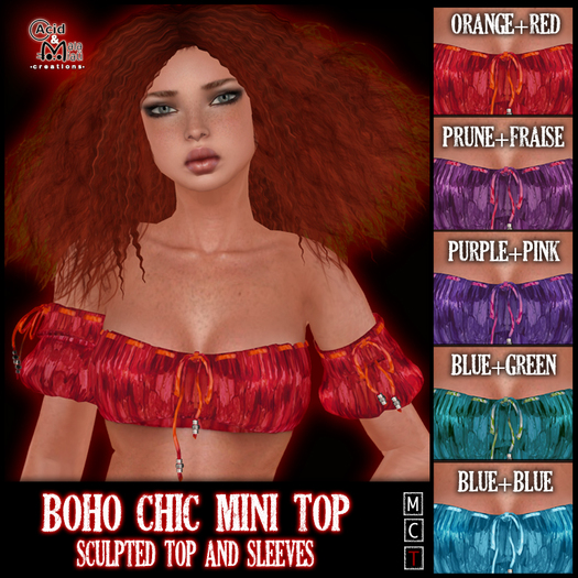 .:A&M:. Boho Chic Mini Top - Purple+Pink 