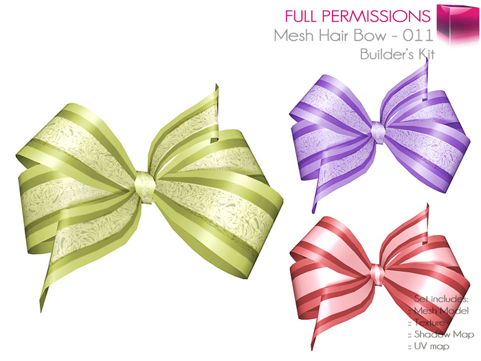 Second Life Marketplace - Full Perm Mesh Hair Bow 011 - Builder's Kit
