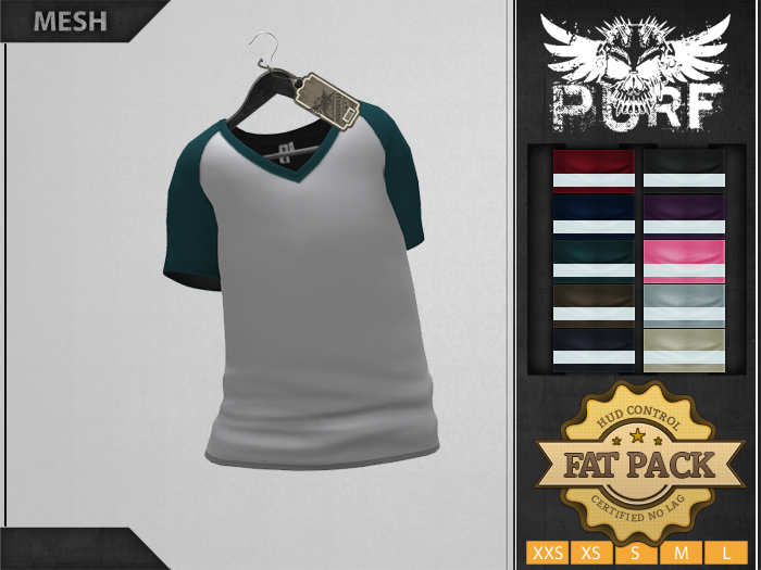 PURF - V Neck Shirt Bi-Colors White | Mesh | Hud Control | No Lag | 10 Colors | 5Sizes | Alpha Layer | 