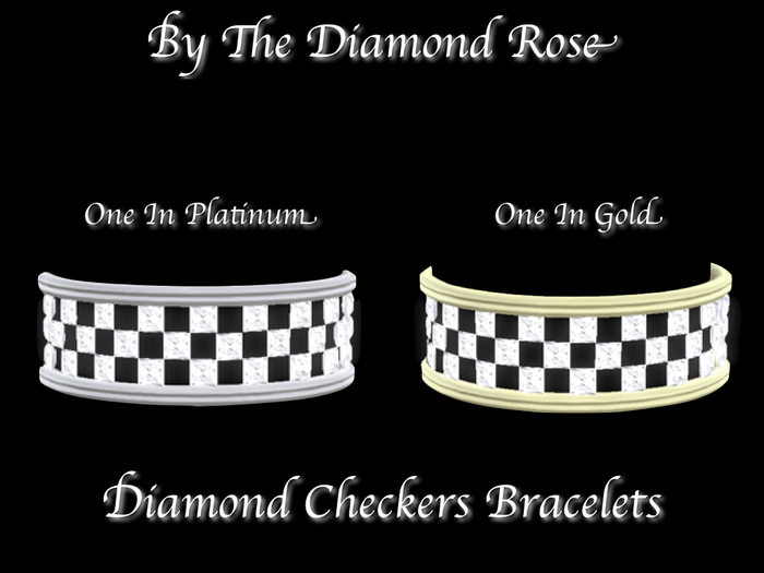 Diamond Checker Bracelets In Gold & Platinum (BOXED)