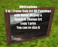 5 in 1 Framed Italy Art Oil Paintings with Hover display & Touch to Change Art copy 1 prim (boxed)