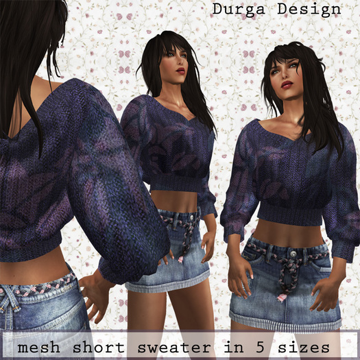rigged MESH short sweater purple, Durga Design