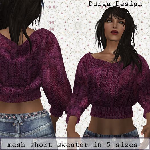 Rigged MESH short sweater fuchsia, Durga Design