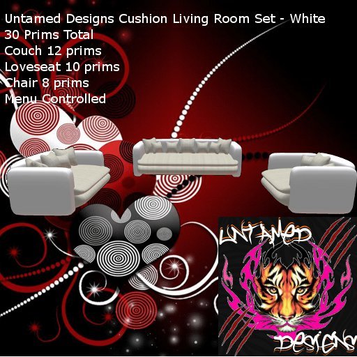 Untamed Designs Cushion Living Room Set White BOX