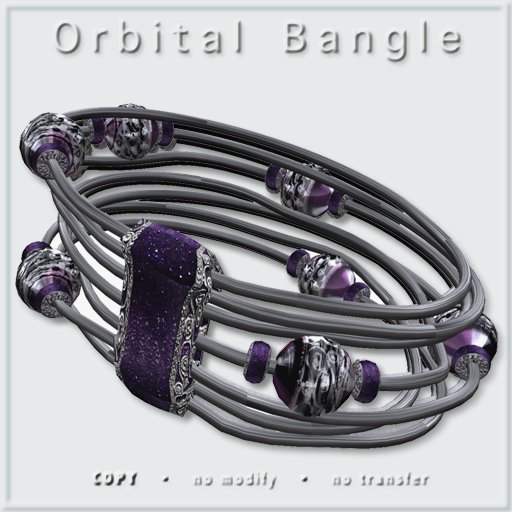 ~ghee~ platinum & amethyst orbital bangle