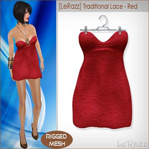 [LeRazz] Traditional Lace - Red (Rigged Mesh)