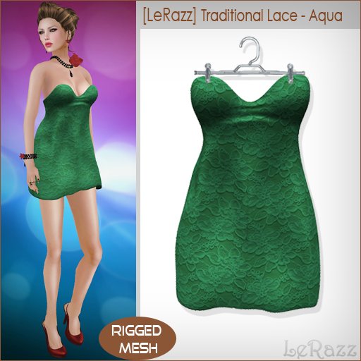 [LeRazz] Traditional Lace - Aqua (Rigged Mesh)