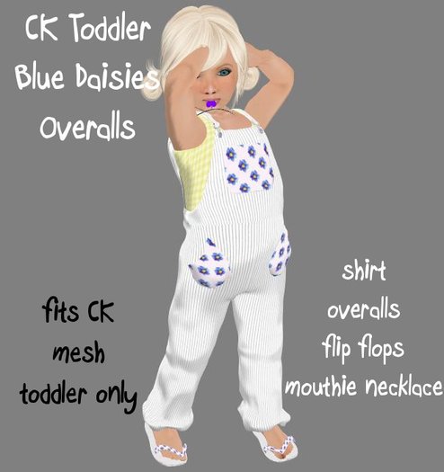 *Sparkle CK Toddler* Blue Daisies Overalls