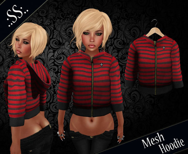 .:SS:. BLACK AND RED STRIPED HOODIE 