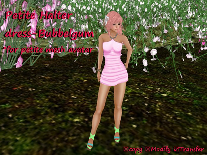 *Angel Rae's*Petite Bead Halter Dress-BubbleGum