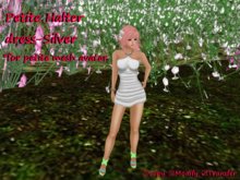 *Angel Rae's*Petite Bead Halter Dress-Silver