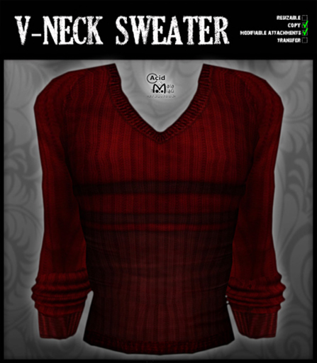 .:A&M:. V-Neck Sweater - Red - Male 