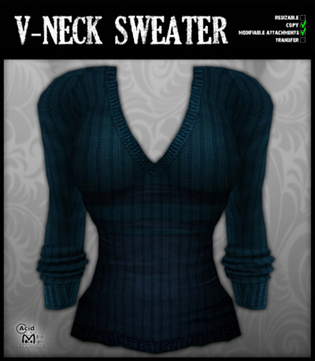 .:A&M:. V-Neck Sweater - Blue - Female