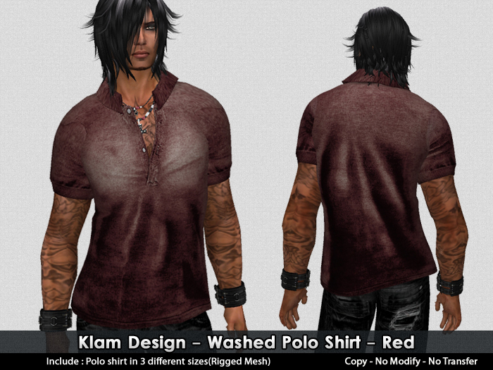 **KM** Polo Shirt - Washed Red - Klam Design