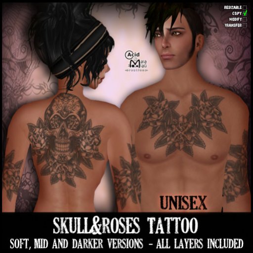 .:A&M:. Skull&Roses Tattoo - UNISEX