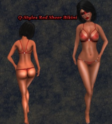 Q-Styles Red Sheer Bikini