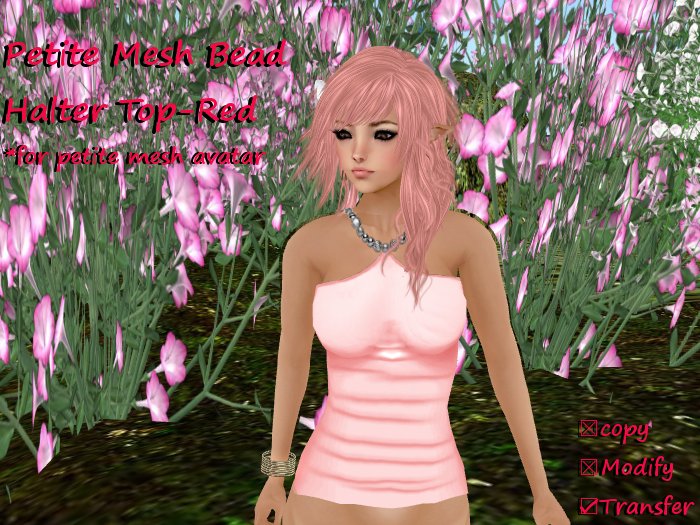 *Angel Rae's*Petite Bead Halter Top-Red
