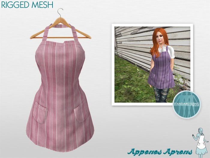 Apponos Aprons: Butler Stripes: Rose