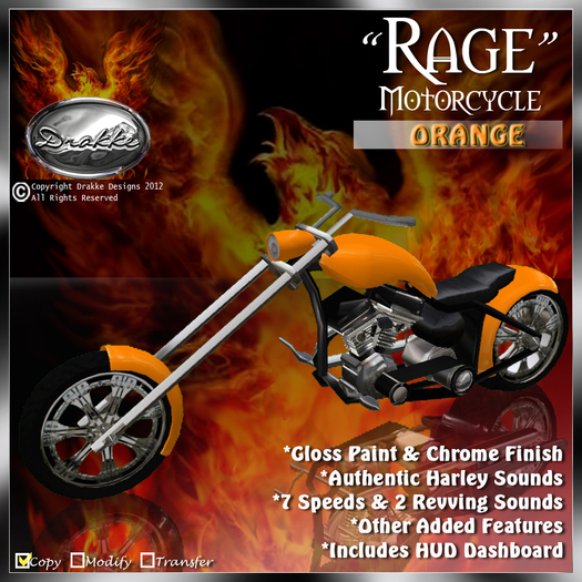 PROMO ~ 200L OFF SALE ~ !Drakke! "Rage" Motorcycle (Orange)
