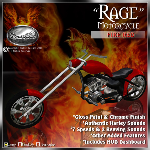 PROMO ~ 200L OFF SALE ~ !Drakke! "Rage" Motorcycle (Fire Red)