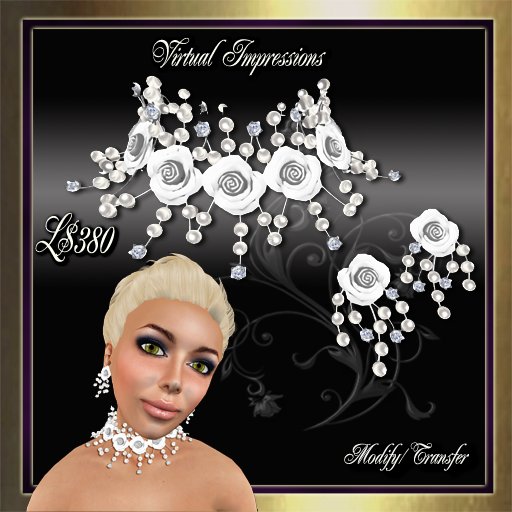 June Jewelry Set in Snow White Pearls & Roses