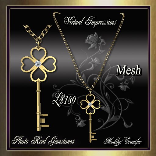 Key Chain Necklace in Gold & Diamonds