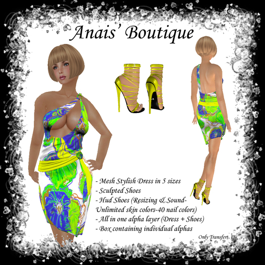 Anais' Mesh Stylish Dress Yellow