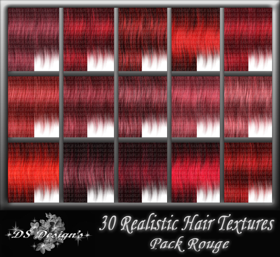 ** DS Design's ** 30 REALISTIC HAIR TEXTURES - ROUGE