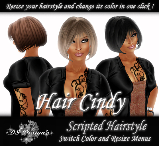** DS Design's ** SCRIPTED HAIR - CINDY - ALL SHADES PACK