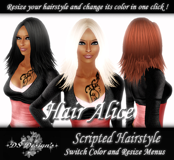 ** DS Design's ** SCRIPTED HAIR - ALICE - ALL SHADES PACK