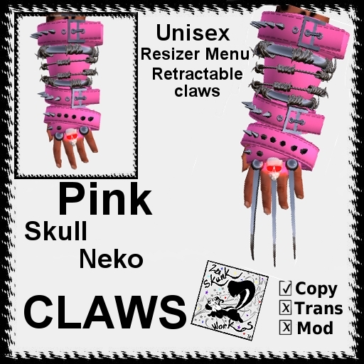 Pink Skull Neko Claws