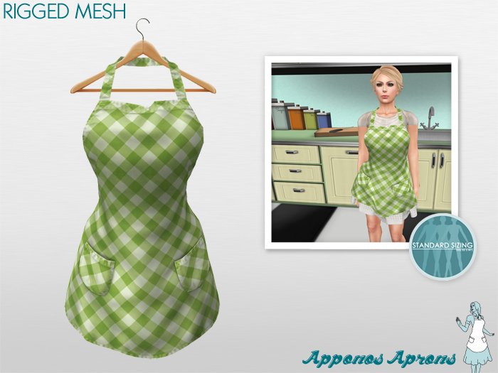 Apponos Aprons: Gigingham: Lime