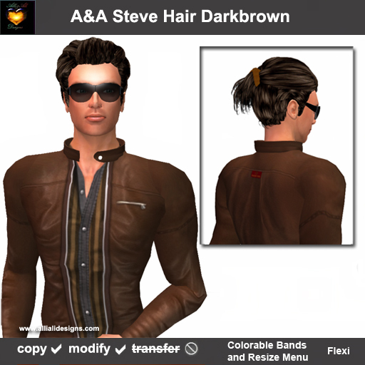 Second Life Marketplace - A&A Steve Hair Darkbrown. Mid ...