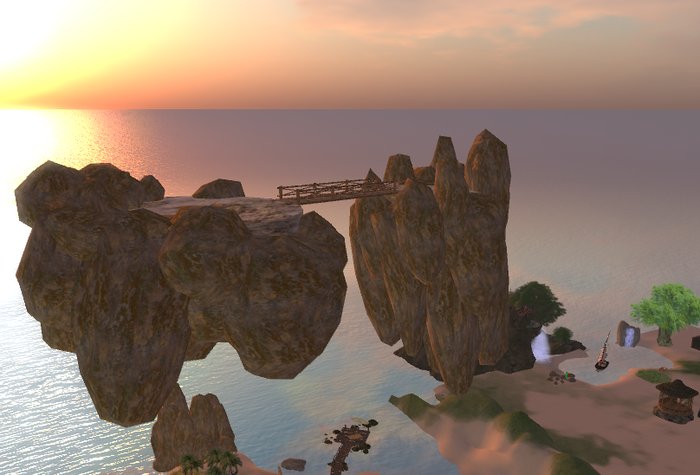 Flying rocks with wood bridge 