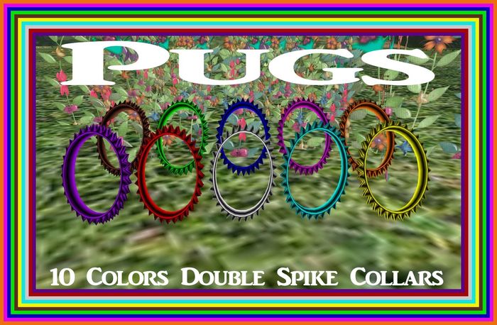 Pugs 10 Color Double Spike Collars