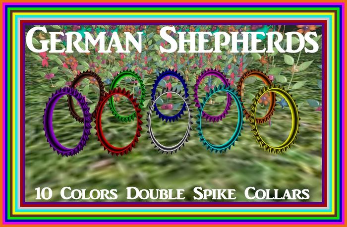 German Shepherd 10 Colors Double Spike Collars