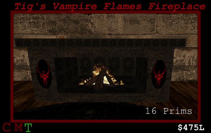 TIG'S vampire flames fireplace (boxed)