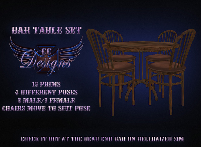 CC Designs - Bar Table Set - Wood/Rust